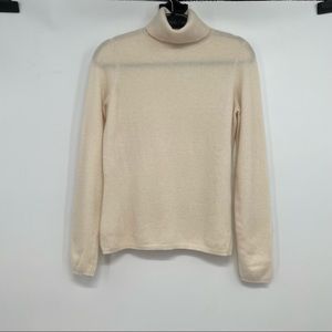 Mc Duff  100% Cashmere Knit Soft Warm Ivory Turtle Neck Sweater XS